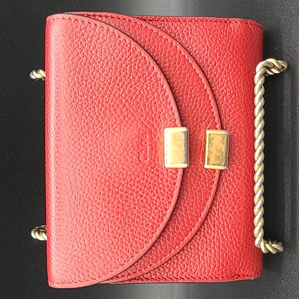 Chloé Georgia Red Leather Compact Bifold Wallet